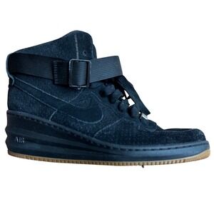 Nike Air Force 1 High Wedge Sneakers Black Suede Gum Sole Women's Size 9.5